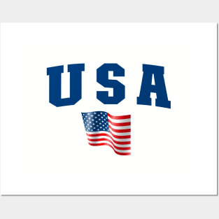 USA Star United States of America with the flag in waving waved Posters and Art